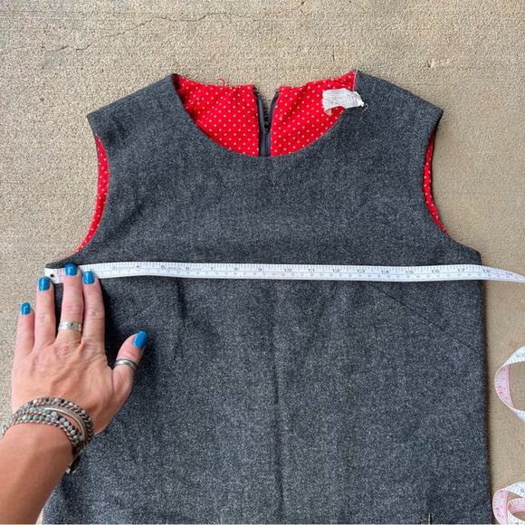 Vintage 60s Pendleton Woolen Mills Gray Wool Boat Neck Sleeveless Sheath Dress - Picture 8 of 13
